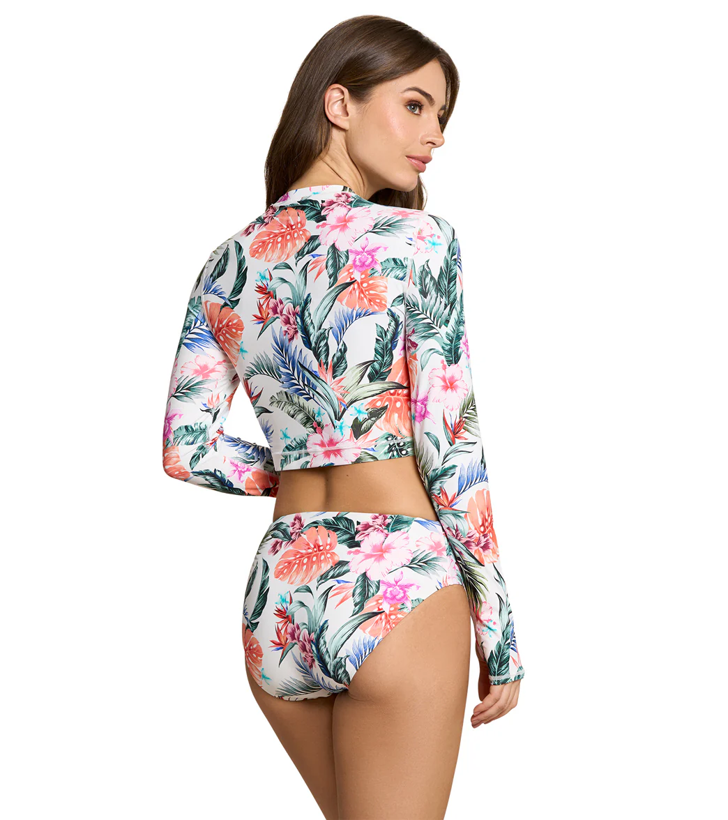 Jantzen Women's Hawaiian Terrace Bloq UV Cropped Swim Rash Guard Tee - Image 2
