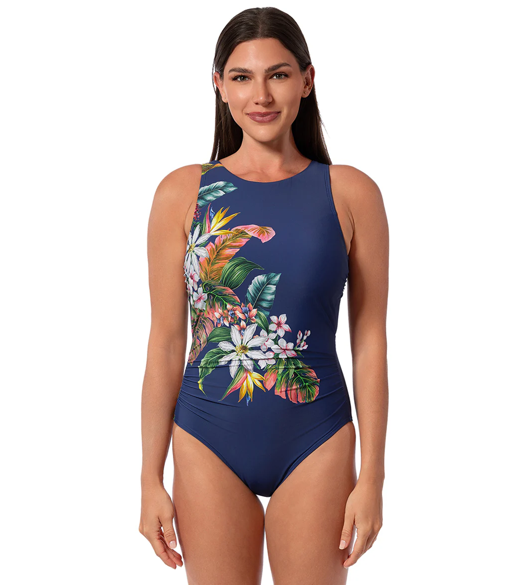 Jantzen Women's Palm Delight Farrah High Neck One Piece Swimsuit - Image 11