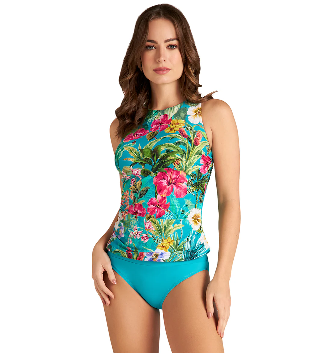Jantzen Women's Palms and Tropics Nora High Neck Tankini Top - Image 7