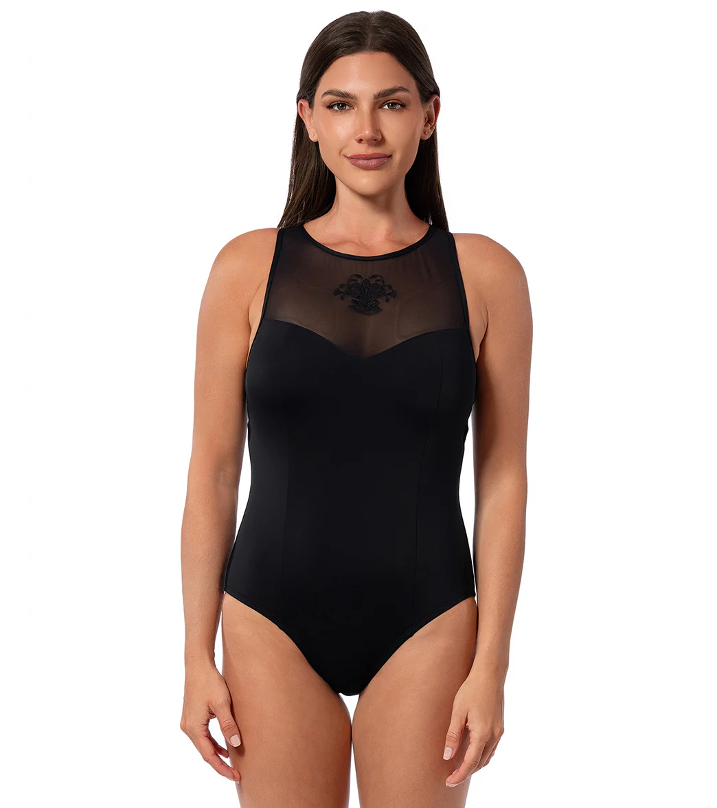 Jantzen Women's Royal Black Diana High Neck One Piece Swimsuit - Image 8