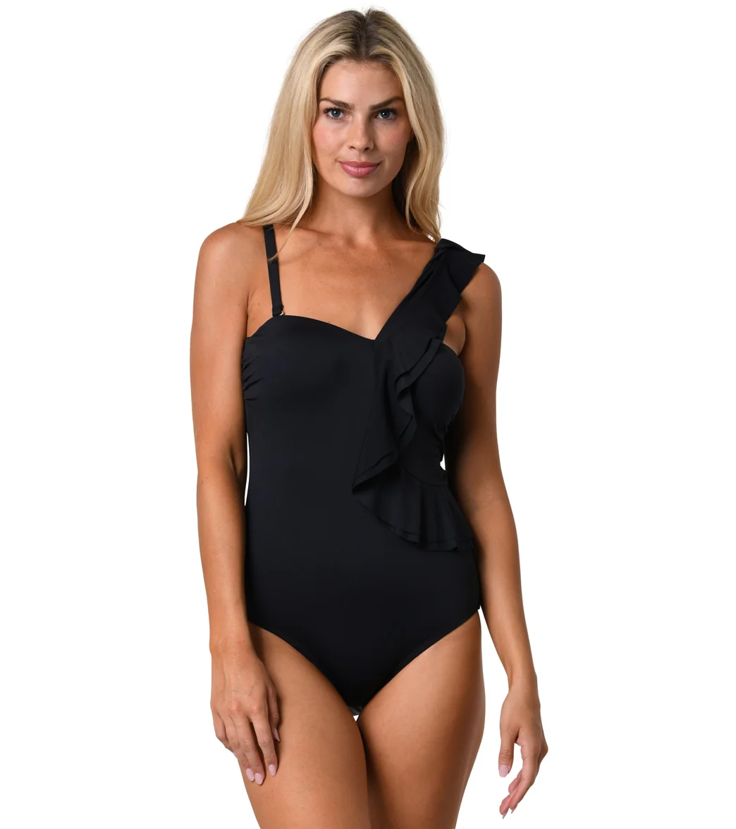 Jantzen Women's Solid Ruffled Bandeau One Piece Swimsuit - Image 5
