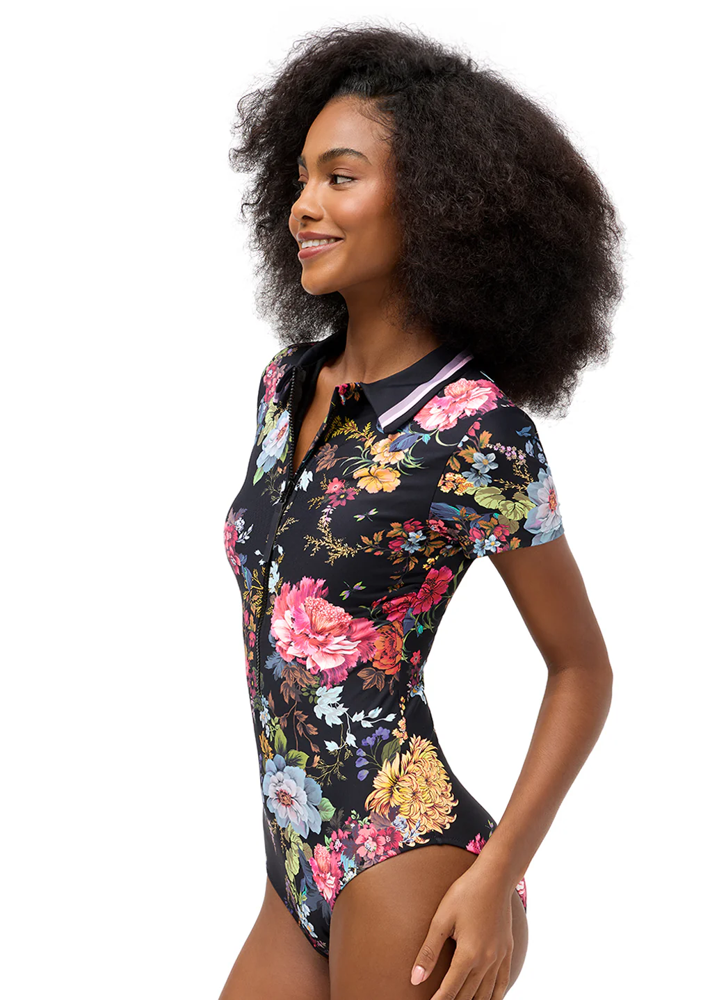 Johnny Was Women's Baccara Short Sleeve Polo One Piece Swimsuit - Image 5