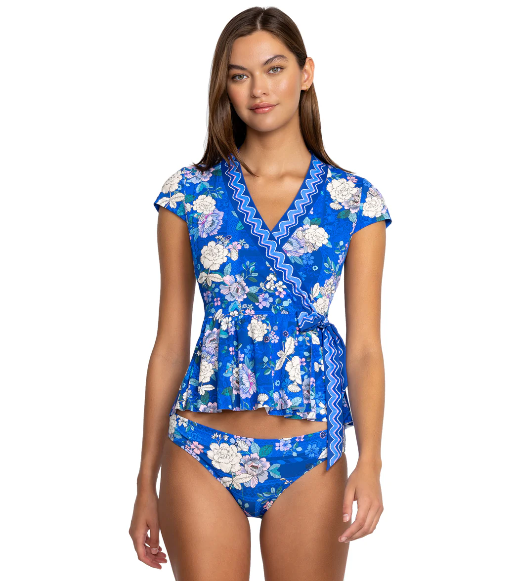Johnny Was Women's Blue Dove Wrap Tankini Top - Image 6