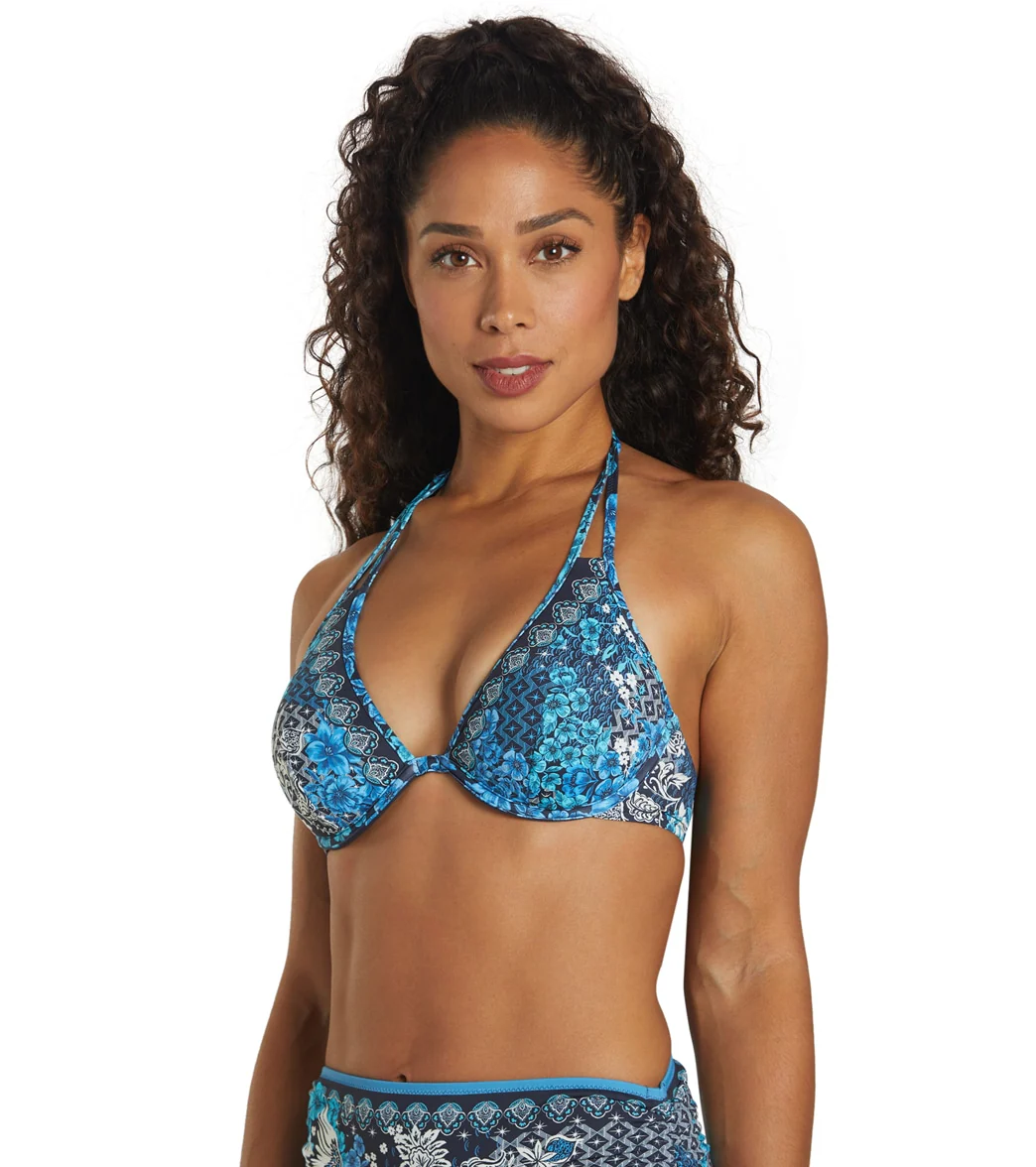 Johnny Was Women's Blue Phoenix Halter Bikini Top - Image 4