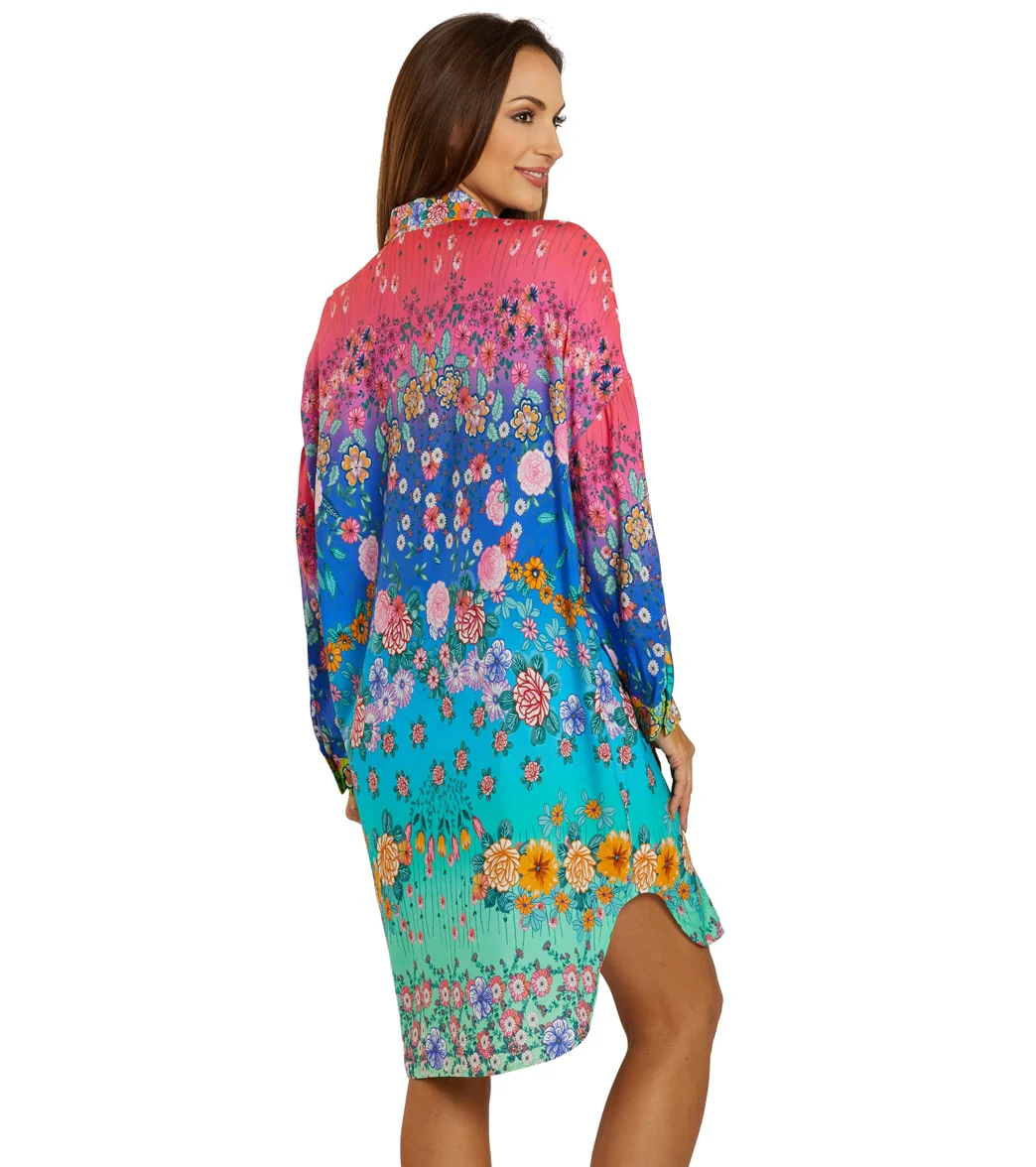 Johnny Was Women's Color Blast Rainbow Midi Shirt Dress - Image 3