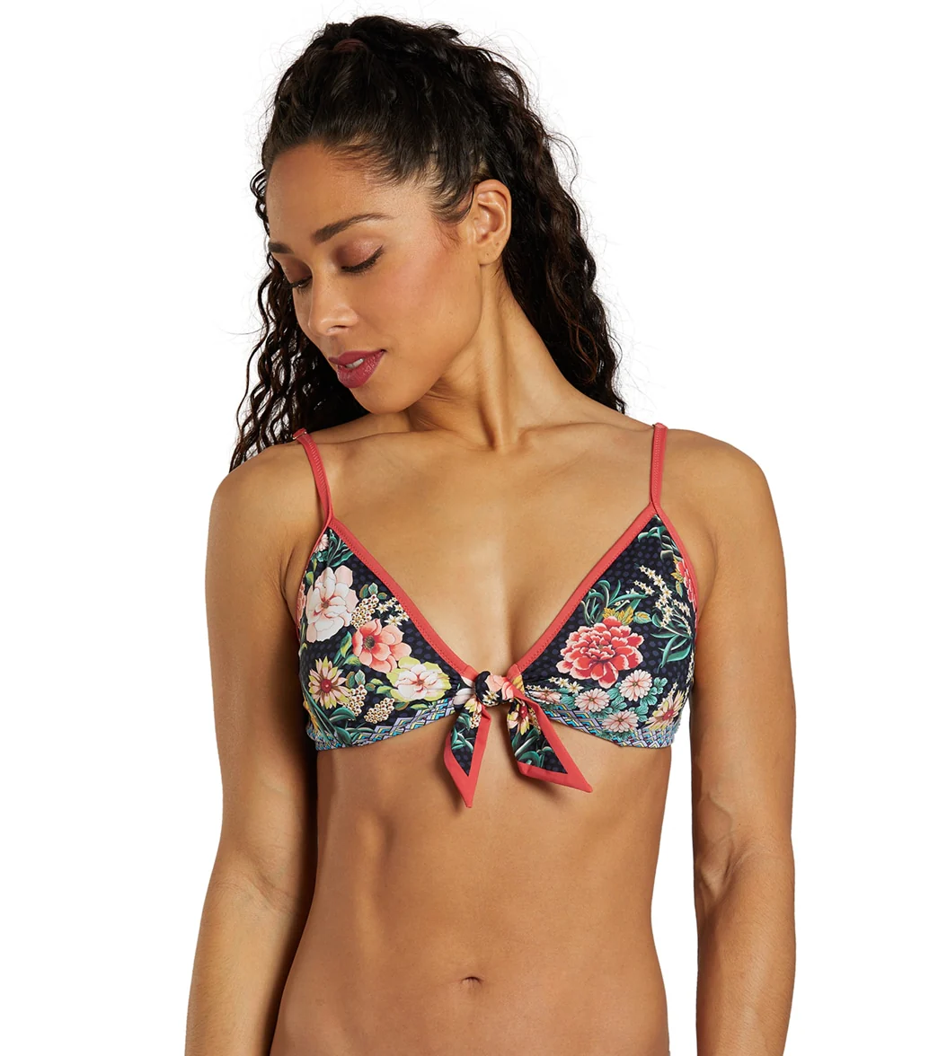 Johnny Was Women's Dark Floral Mia Front Tie Bikini Top
