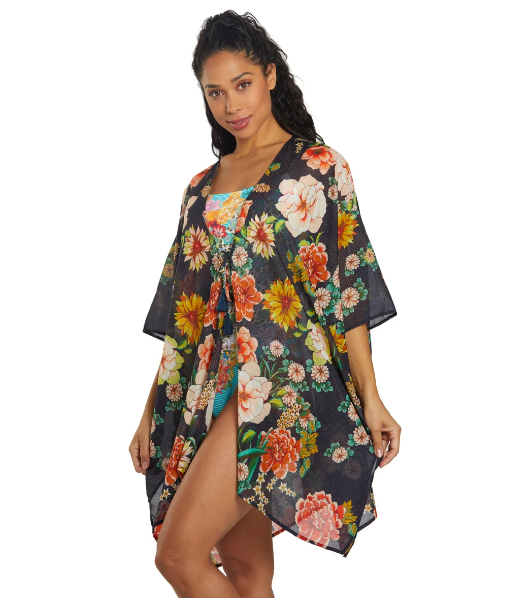 Johnny Was Women's Dark Floral Short Kimono - Image 4