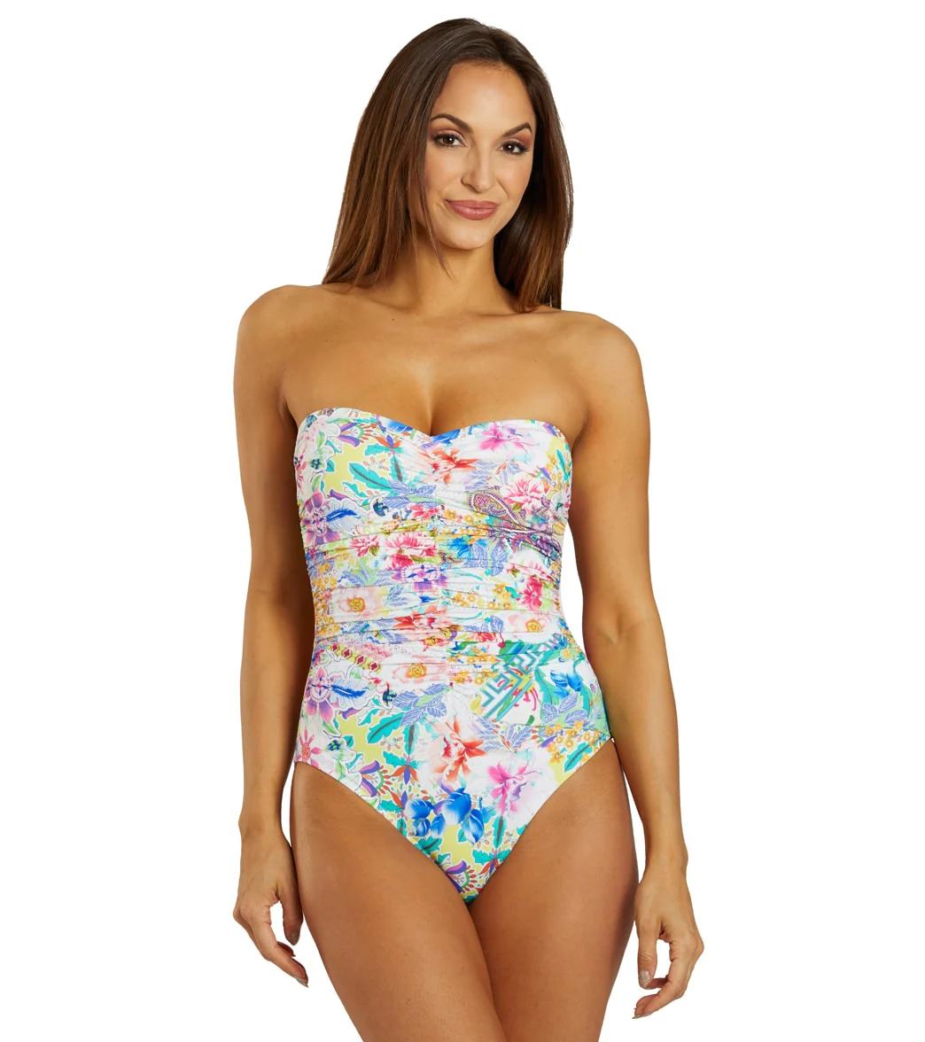 Johnny Was Women's Floral Peace Ruched Sweetheart One Piece Swimsuit - Image 4