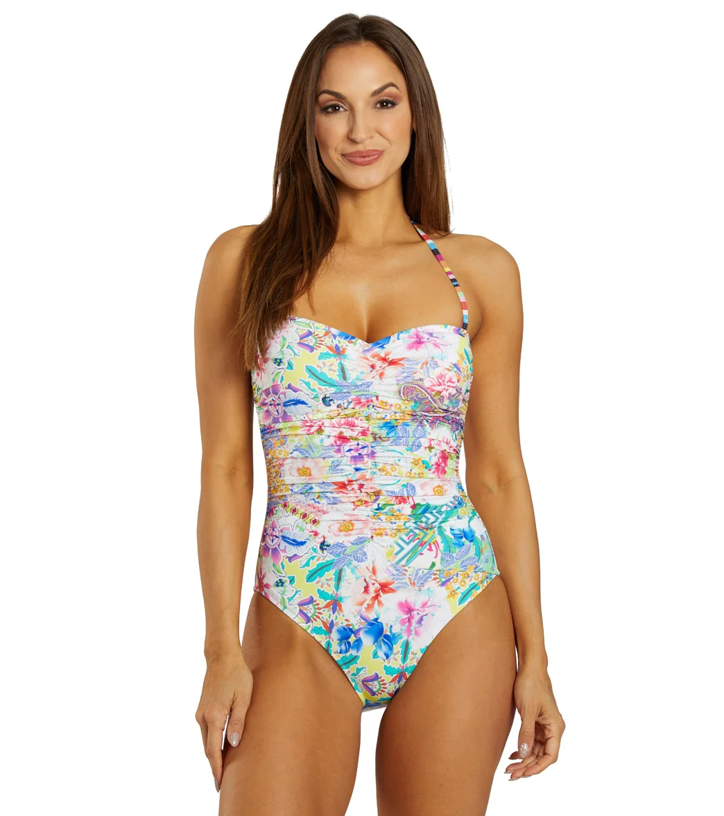 Johnny Was Women's Floral Peace Ruched Sweetheart One Piece Swimsuit - Image 7