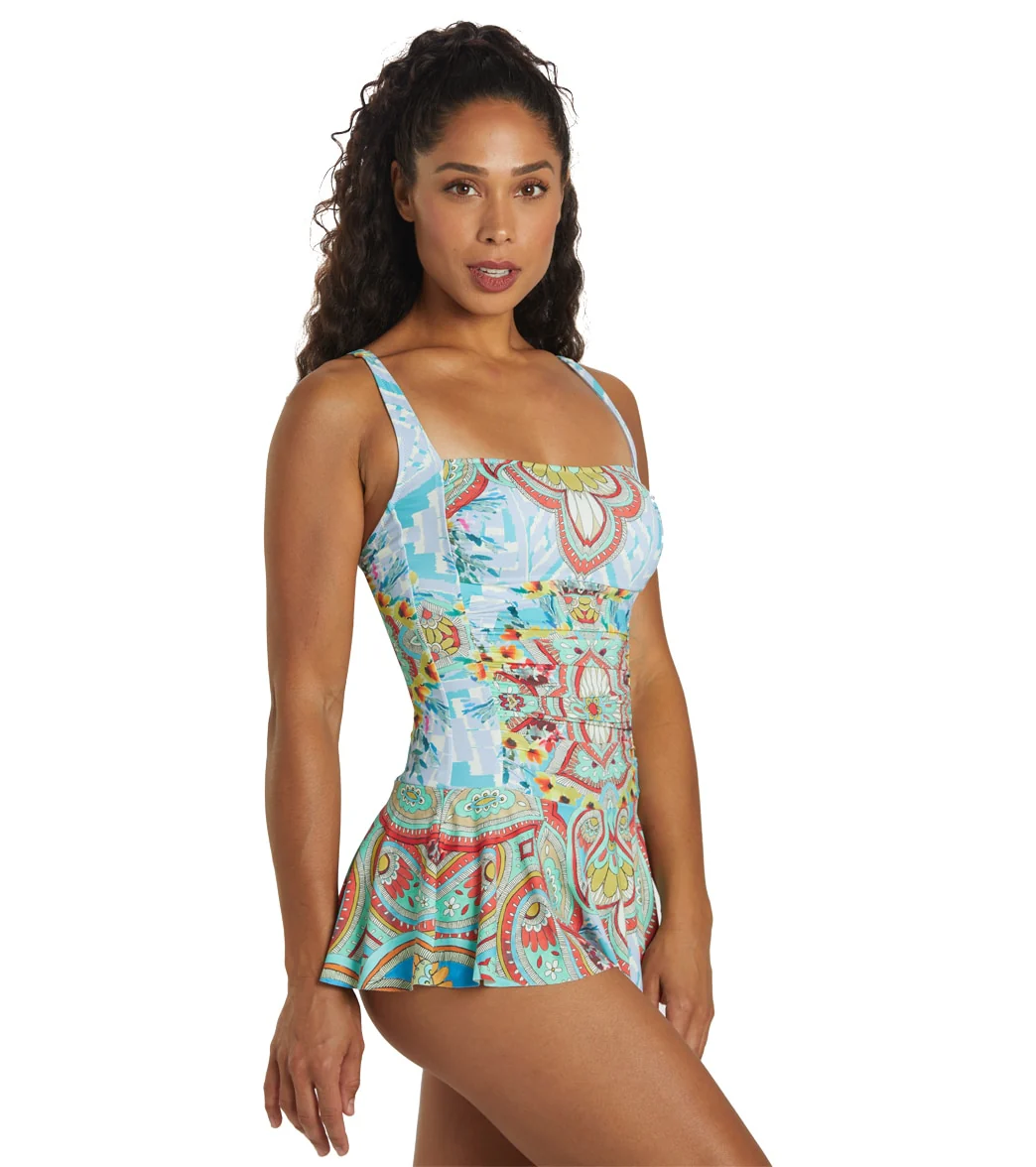 Johnny Was Women's Heloise Ruched Skirted One Piece Swimsuit - Image 2