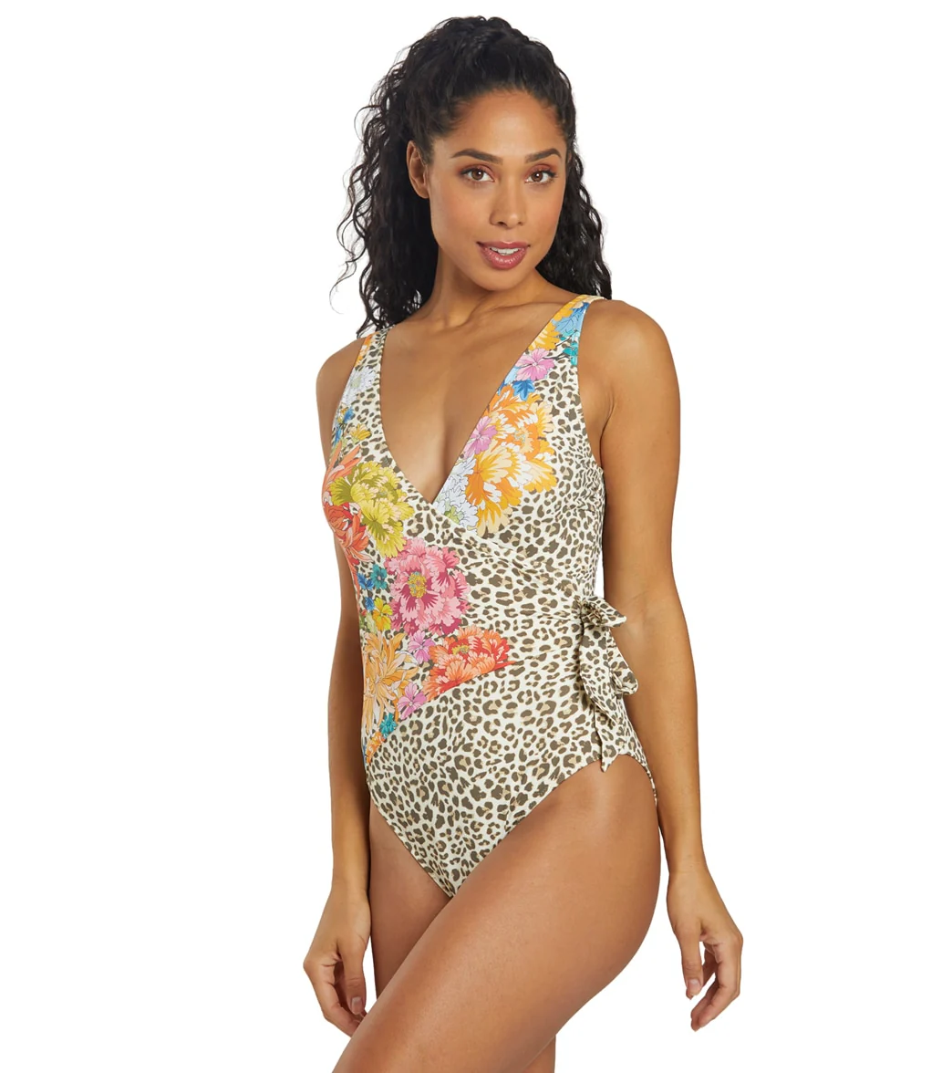 Johnny Was Women's Leopard Wrap One Piece Swimsuit - Image 4