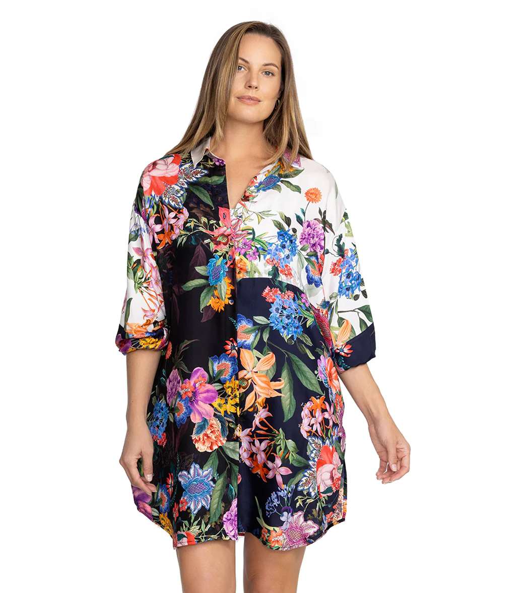 Johnny Was Women's Neon Jungle Mix Patchwork Button Down Shirt - Image 6