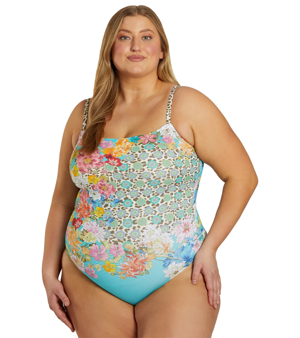 Johnny Was Women's Plus Size Leopard Spaghetti Strap One Piece Swimsuit - Image 6