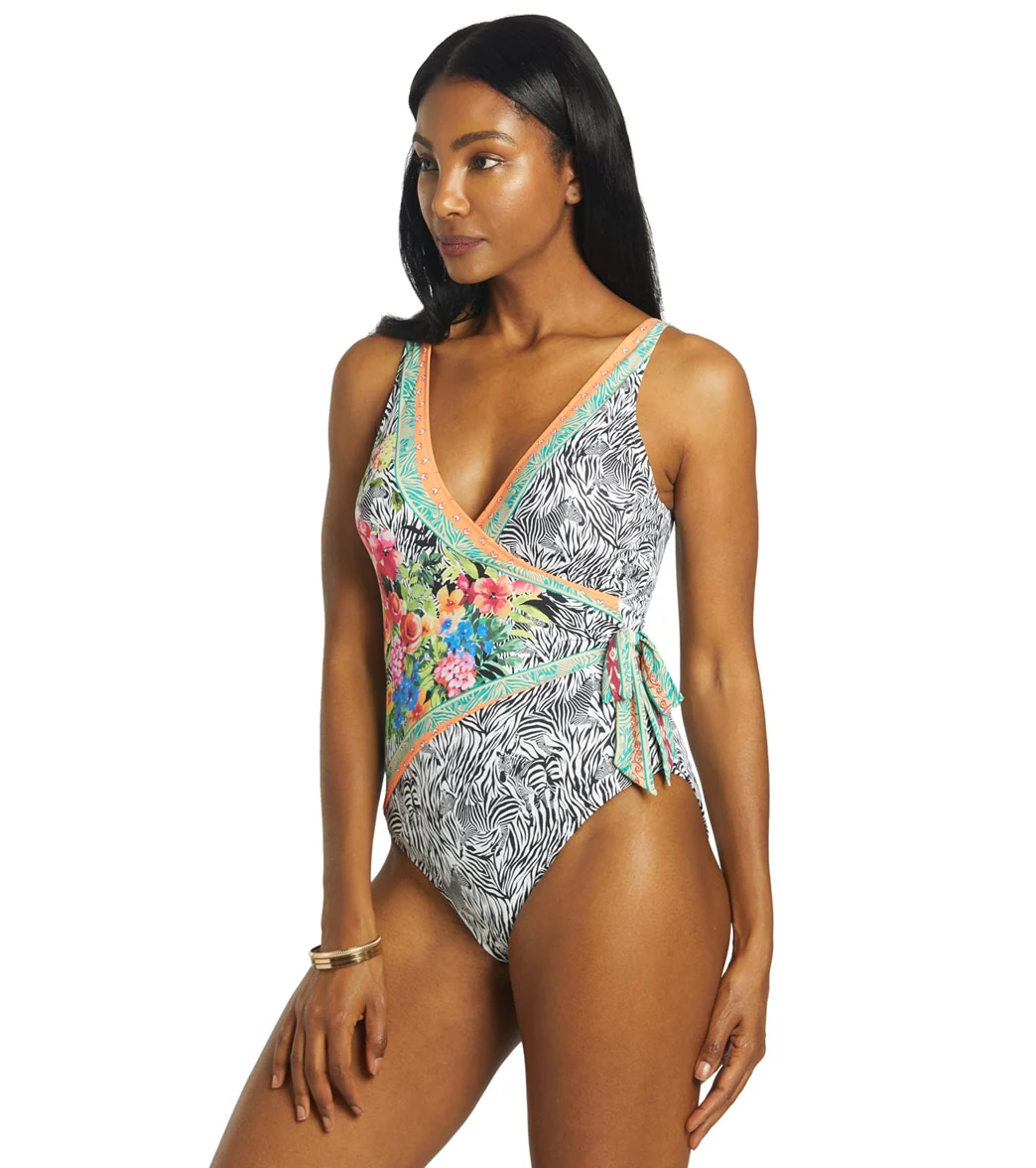 Johnny Was Women's Zebra Wrap One Piece Swimsuit - Image 5