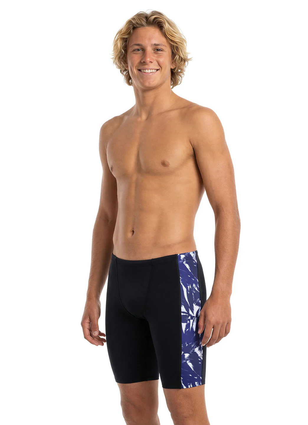 JOLYN Men's Jammer Leaves Spliced Jammer Swimsuit - Image 21
