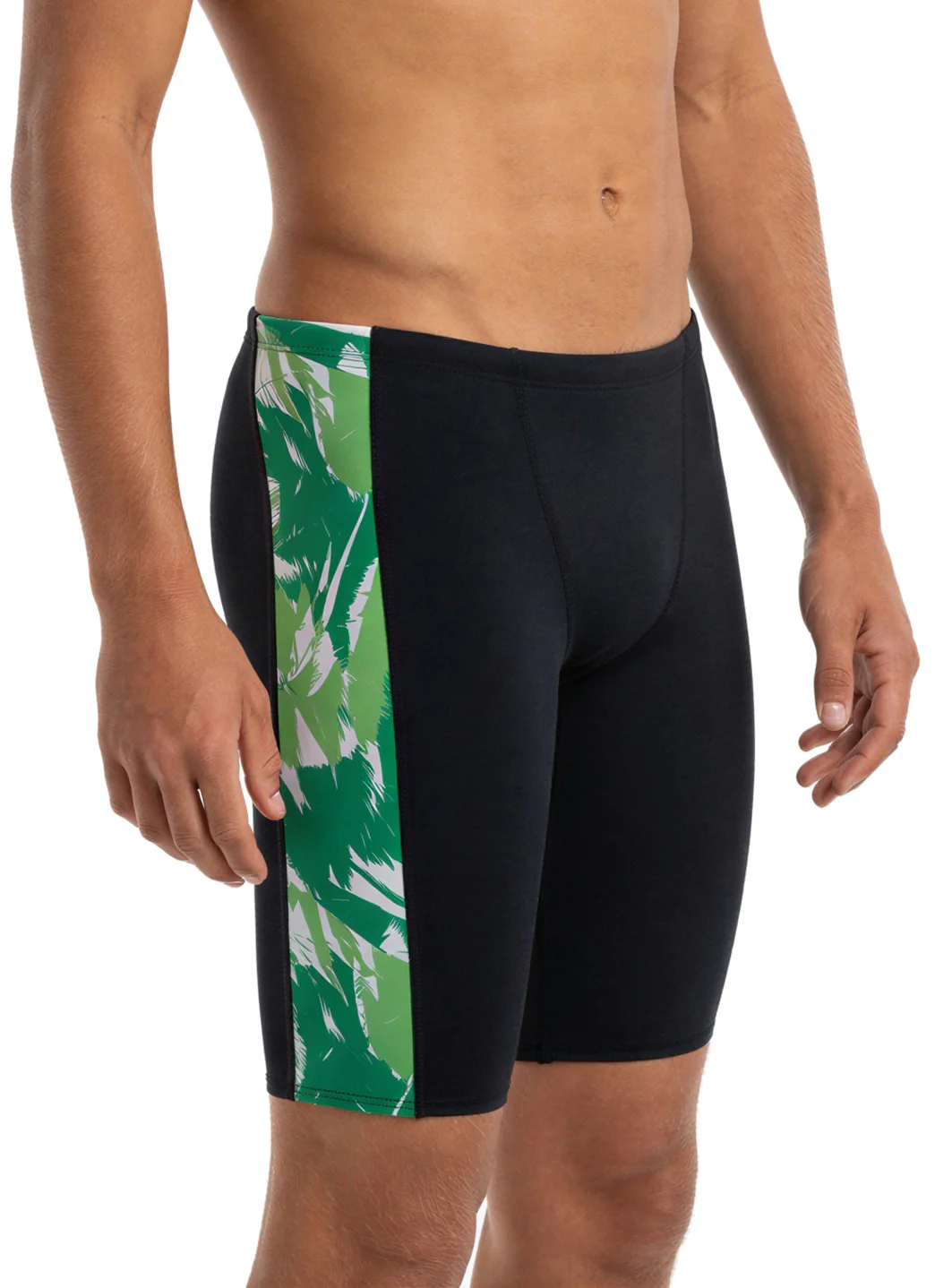 JOLYN Men's Jammer Leaves Spliced Jammer Swimsuit - Image 38