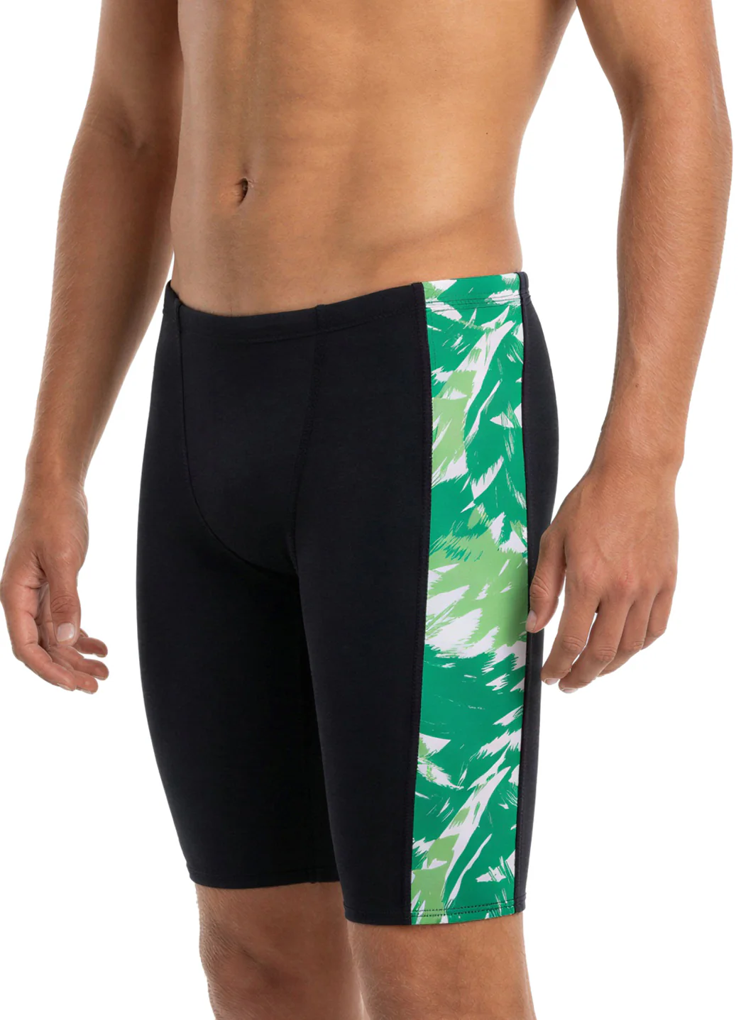 JOLYN Men's Jammer Leaves Spliced Jammer Swimsuit - Image 40