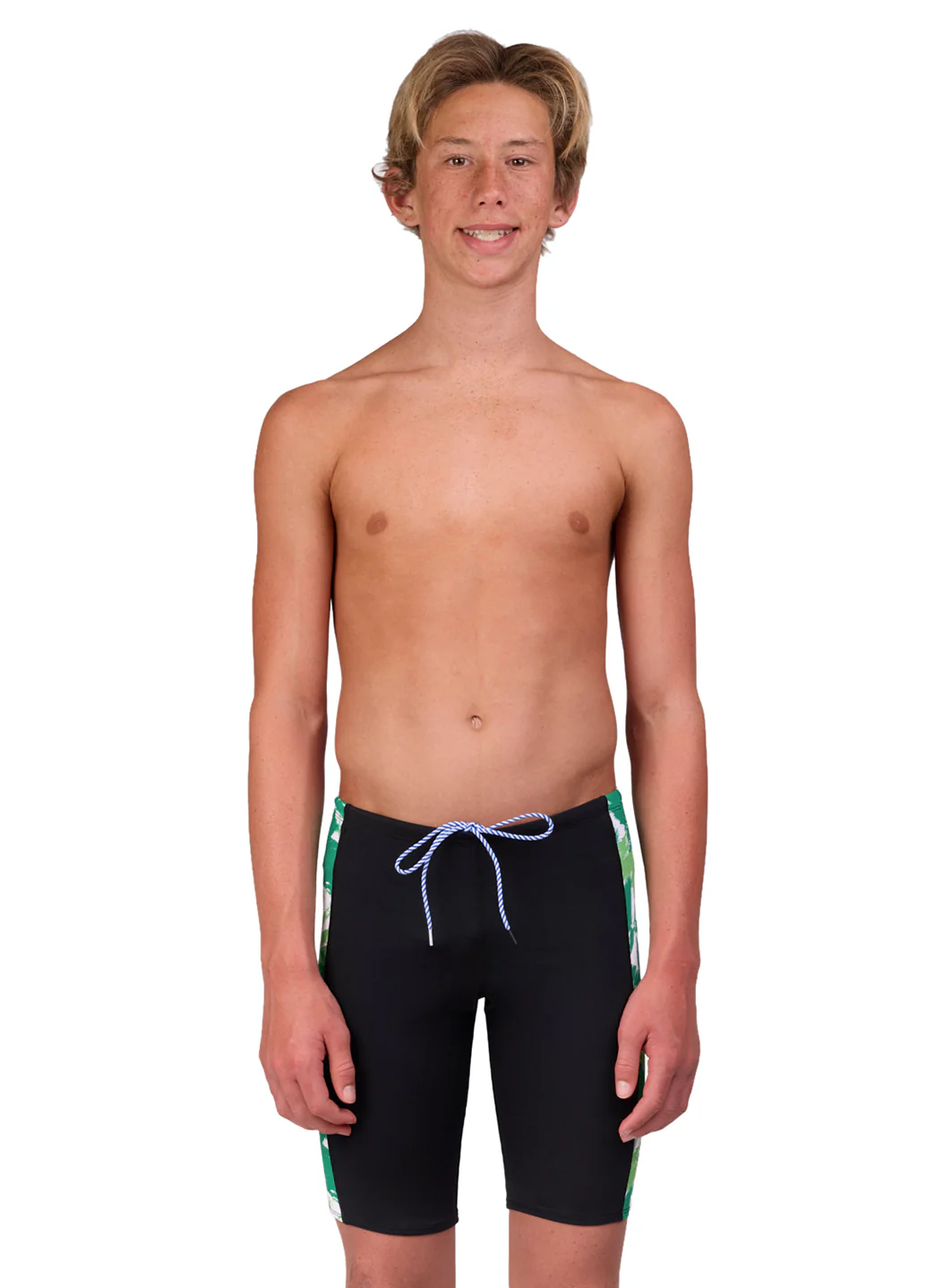 JOLYN Men's Jammer Leaves Spliced Jammer Swimsuit - Image 46