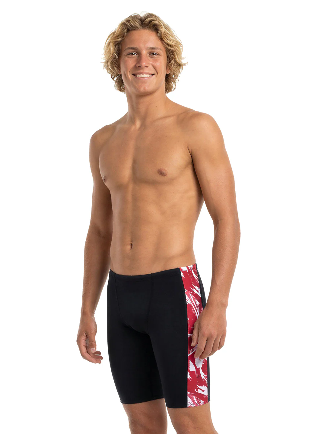 JOLYN Men's Jammer Leaves Spliced Jammer Swimsuit - Image 51