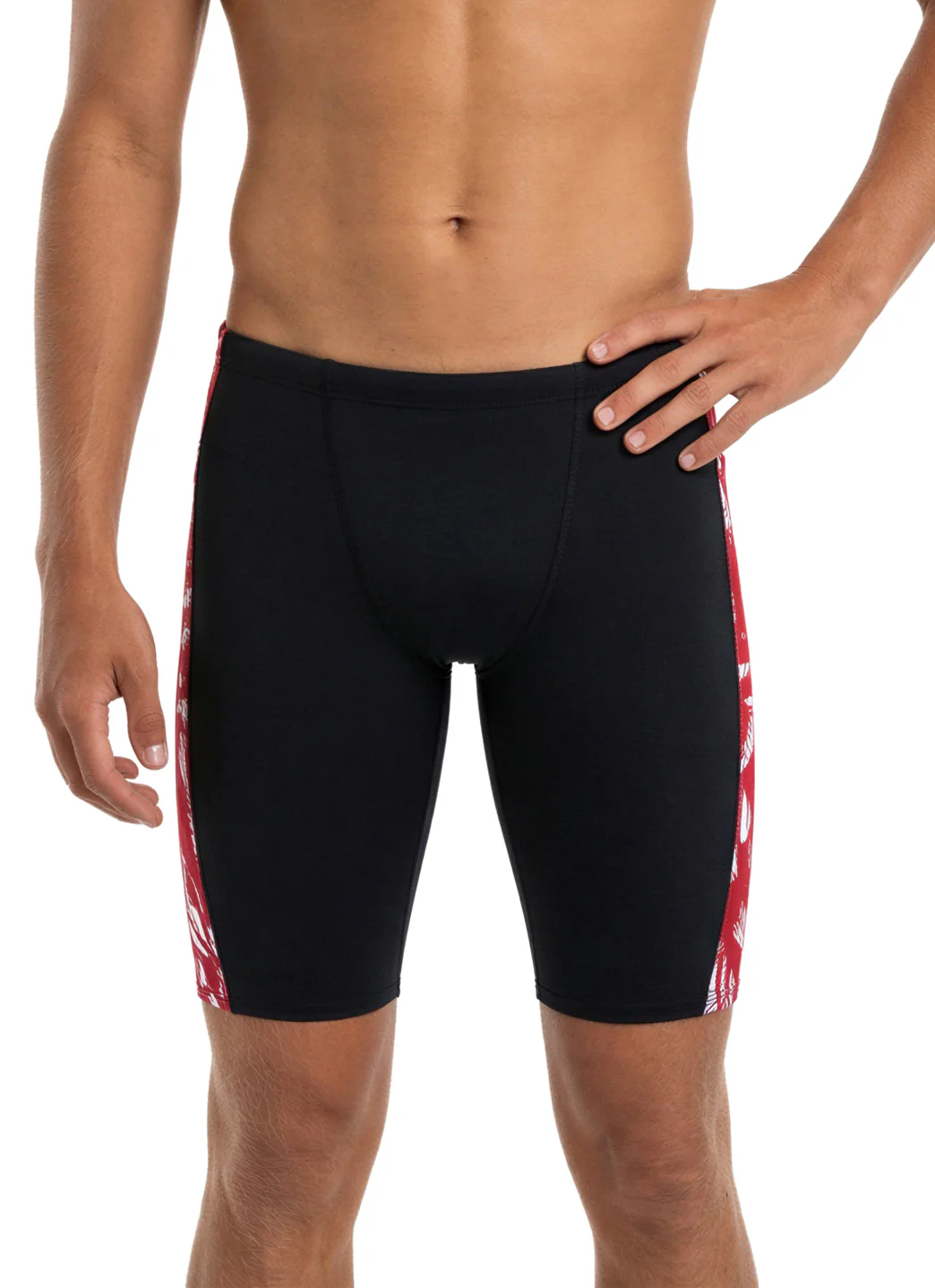 JOLYN Men's Jammer Leaves Spliced Jammer Swimsuit - Image 52