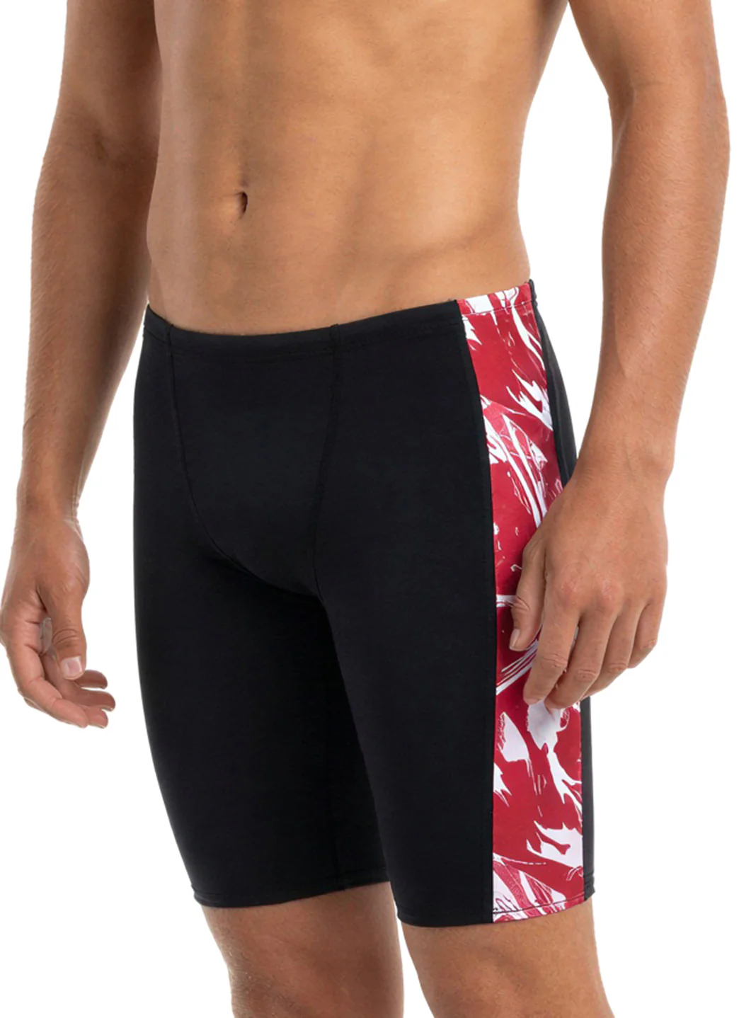 JOLYN Men's Jammer Leaves Spliced Jammer Swimsuit - Image 55