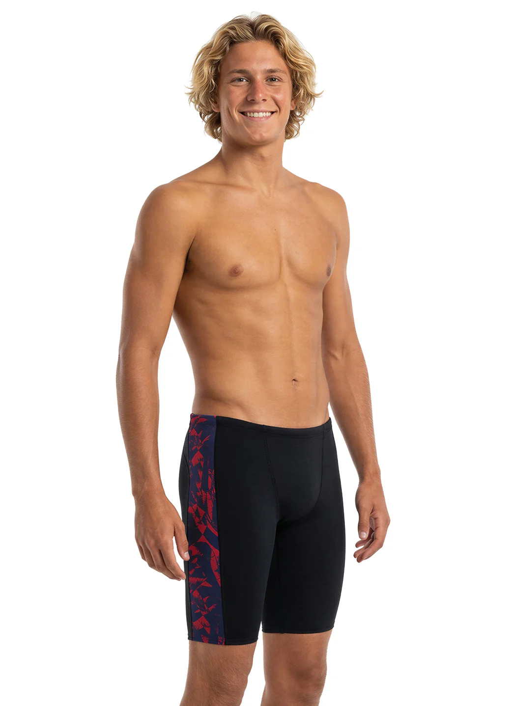 JOLYN Men's Jammer Leaves Spliced Jammer Swimsuit - Image 62