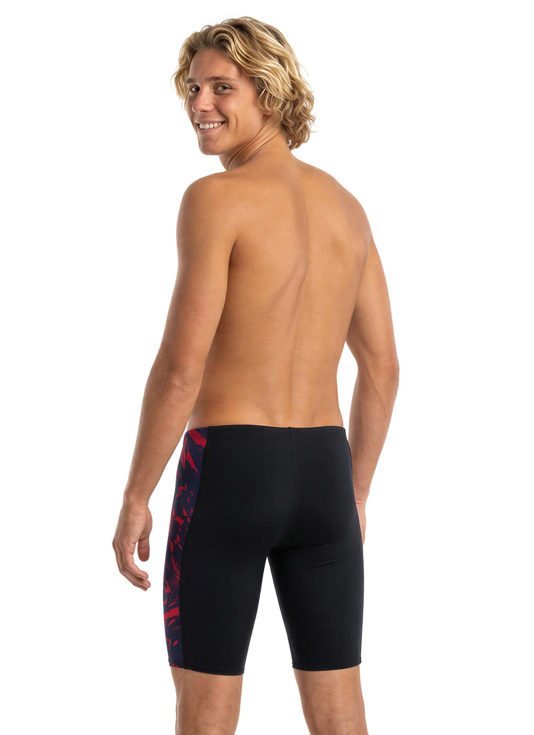 JOLYN Men's Jammer Leaves Spliced Jammer Swimsuit - Image 65