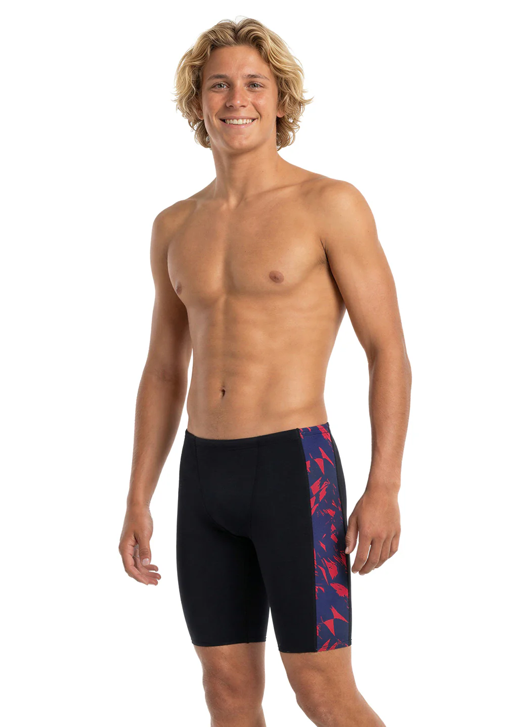 JOLYN Men's Jammer Leaves Spliced Jammer Swimsuit - Image 66