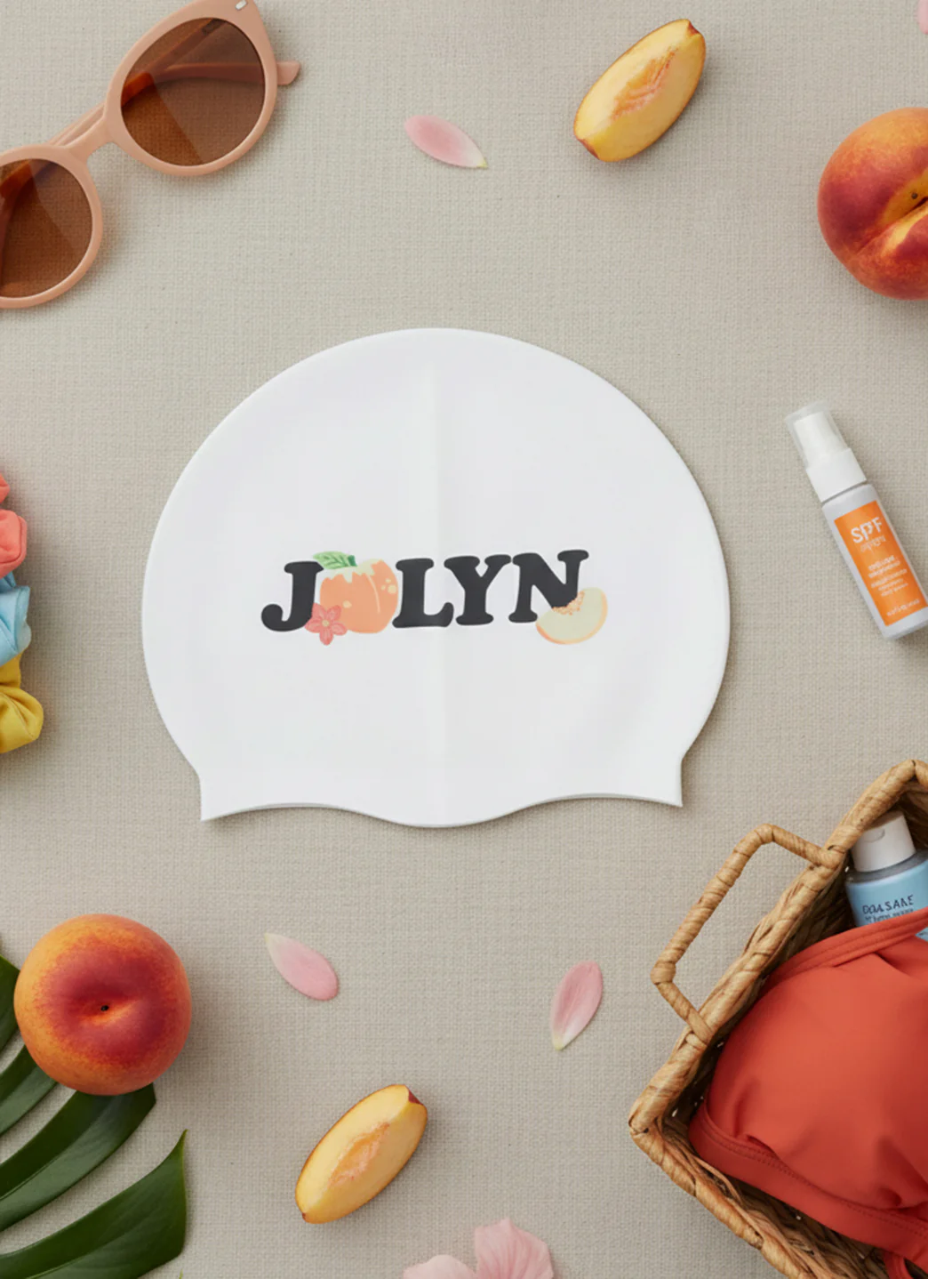 JOLYN Peach Silicone Swim Cap - Image 3