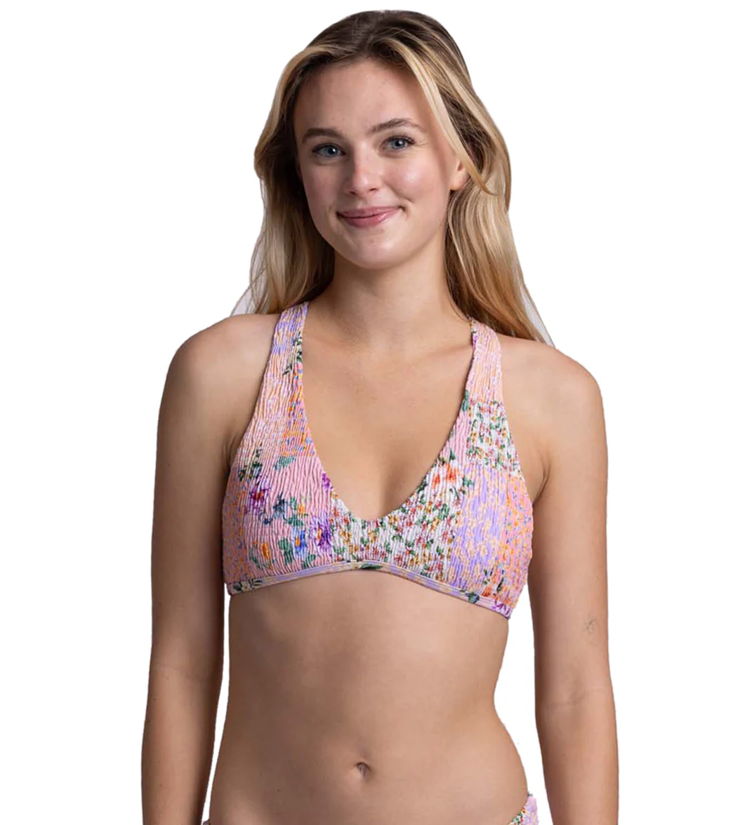 JOLYN Women's Aster Cottage Patch Smocked Racerback Bikini Top