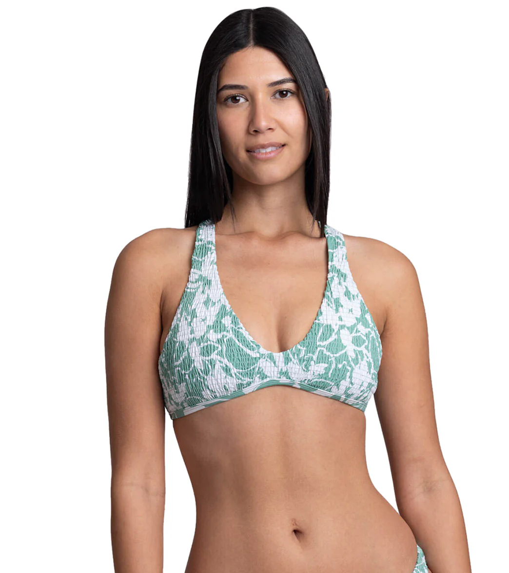 JOLYN Women's Aster Floriana Smocked Racerback Bikini Top - Image 9