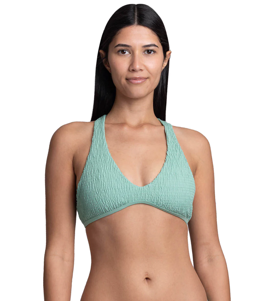 JOLYN Women's Aster Solid Smocked Racerback Bikini Top - Image 15