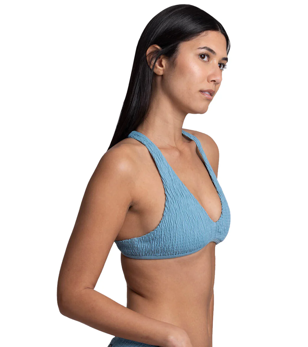 JOLYN Women's Aster Solid Smocked Racerback Bikini Top - Image 2