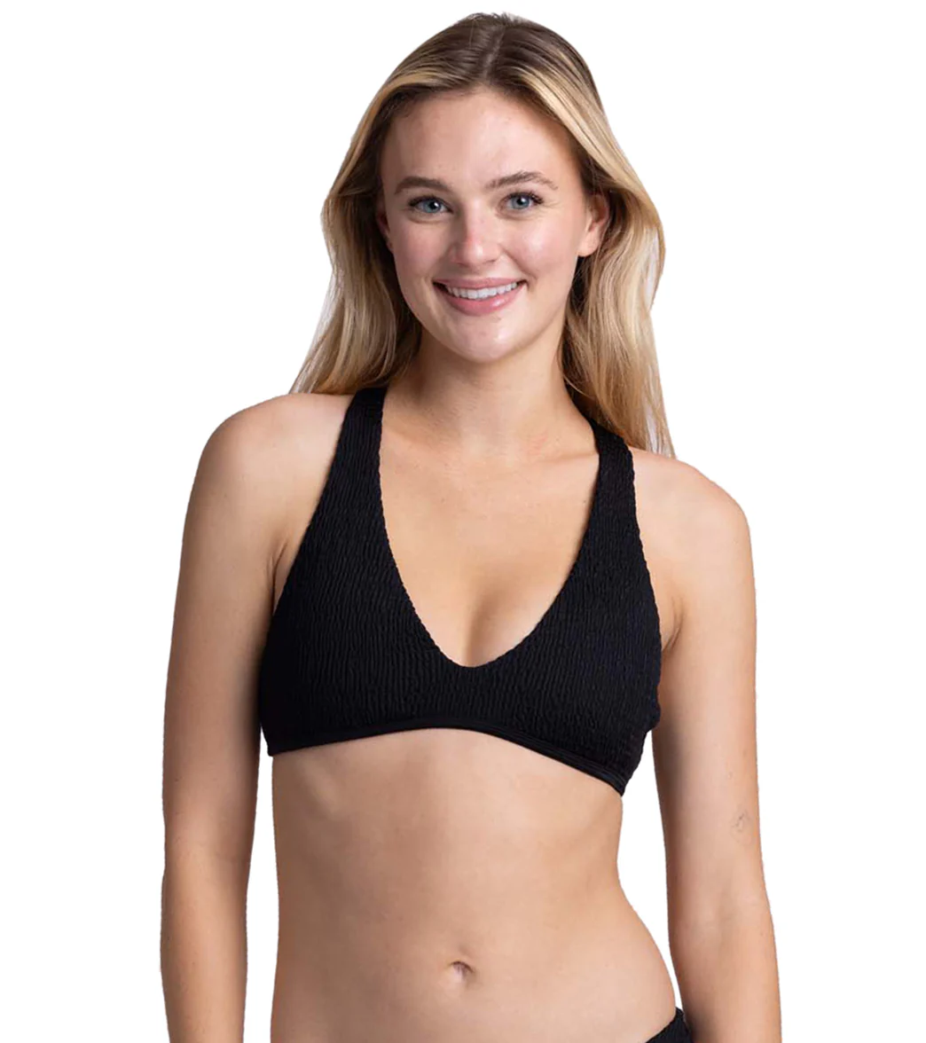 JOLYN Women's Aster Solid Smocked Racerback Bikini Top - Image 22