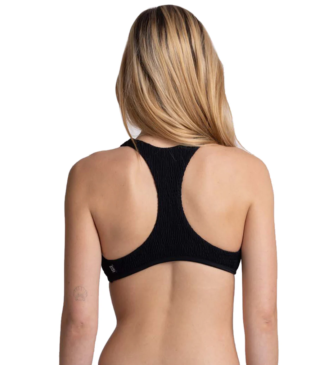 JOLYN Women's Aster Solid Smocked Racerback Bikini Top - Image 24