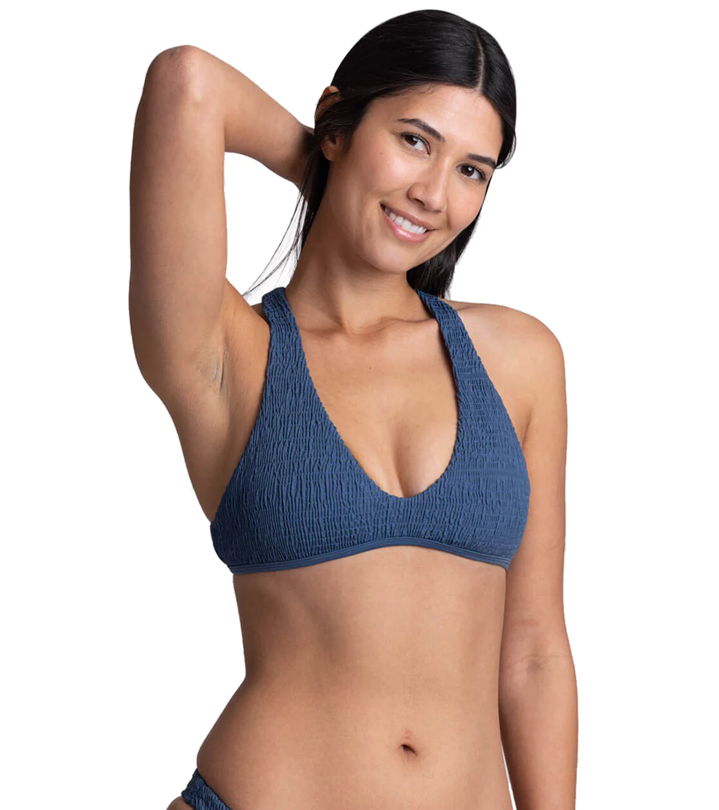 JOLYN Women's Aster Solid Smocked Racerback Bikini Top - Image 27