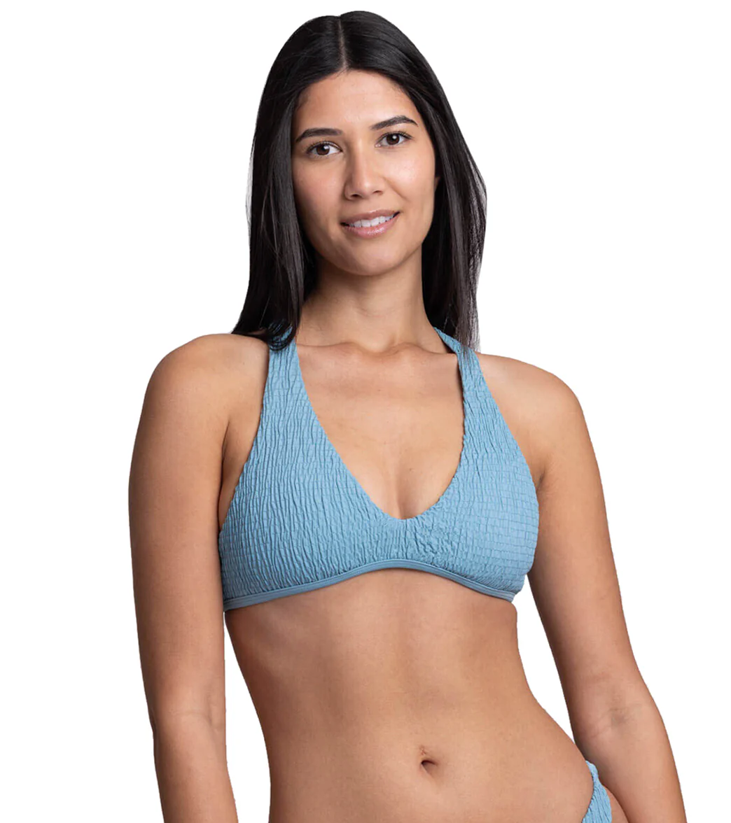 JOLYN Women's Aster Solid Smocked Racerback Bikini Top - Image 9