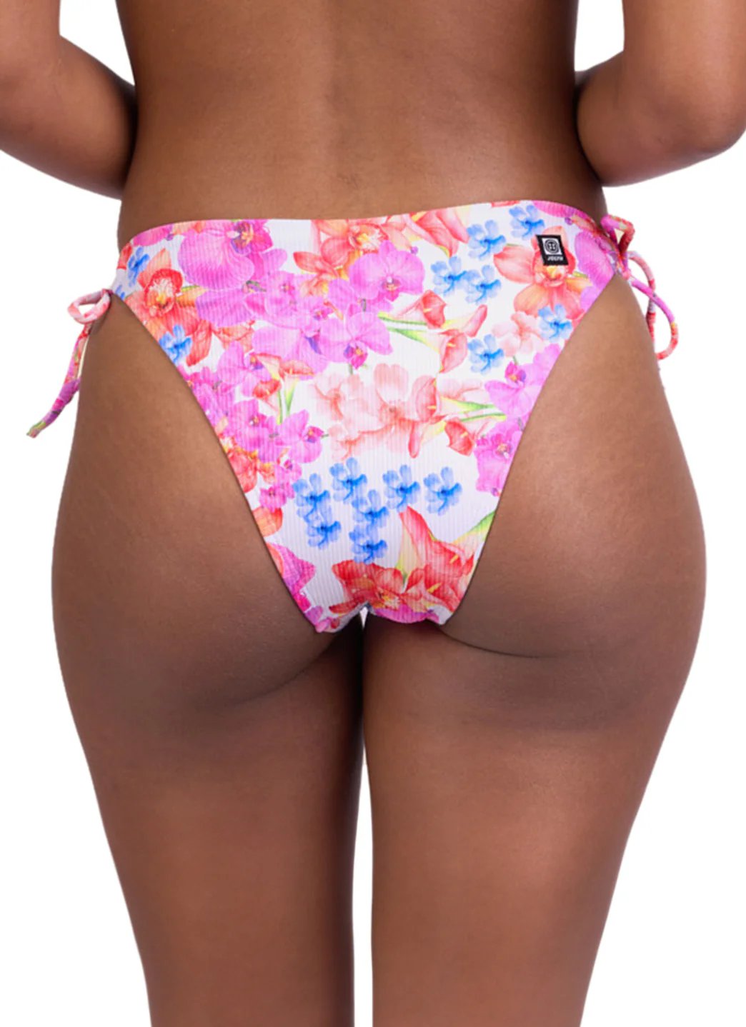 JOLYN Women's Bella Orchids Rib Tie Side Bikini Bottom - Image 4