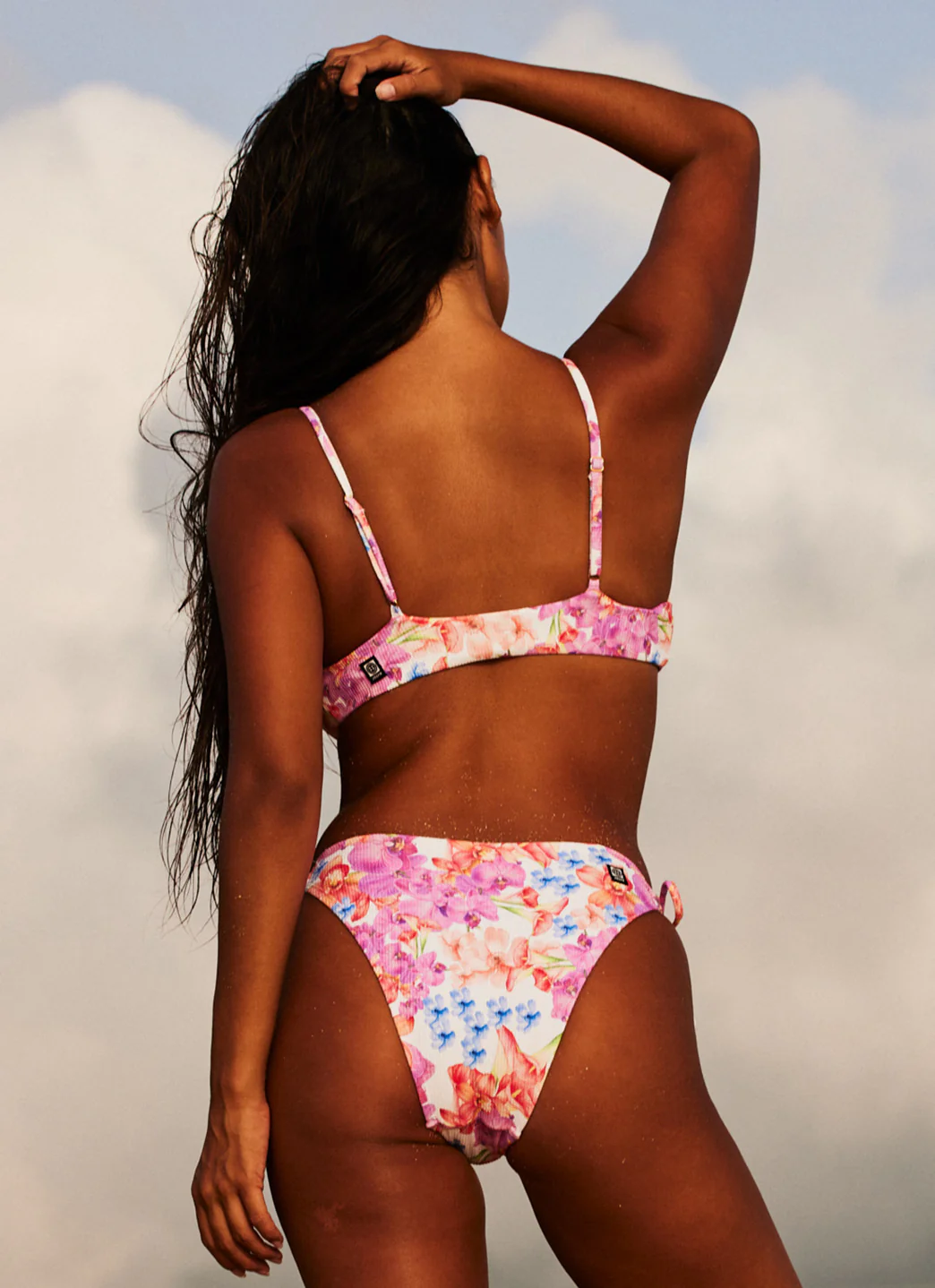 JOLYN Women's Bella Orchids Rib Tie Side Bikini Bottom - Image 9