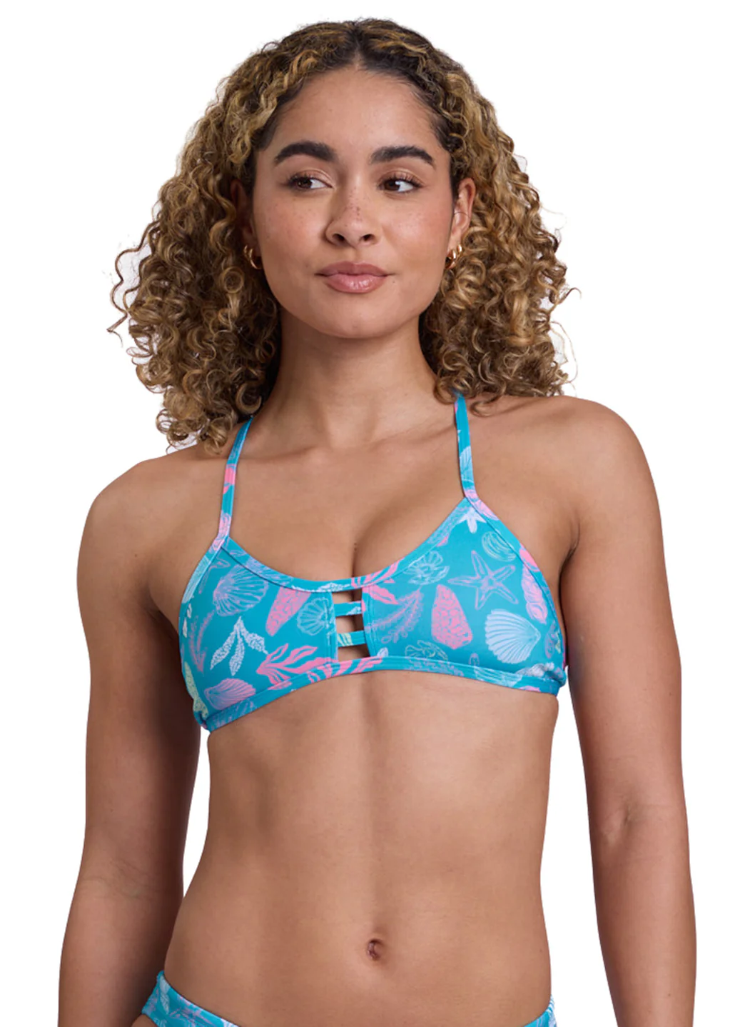 JOLYN Women's Coral Blush Tomcat Printed Bikini Top - Image 2