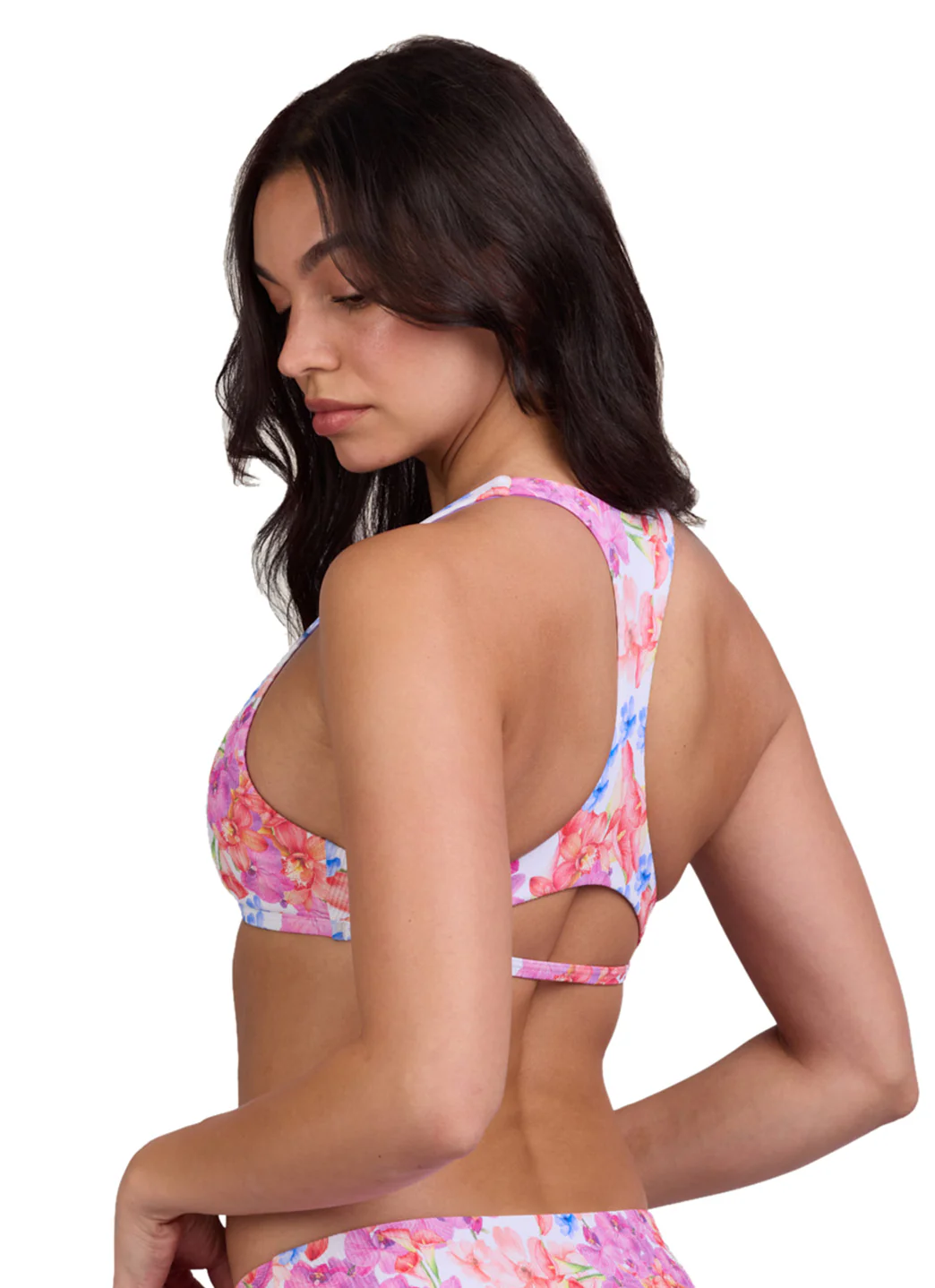 JOLYN Women's Doris Orchids Ribbed Racerback Bikini Top - Image 6