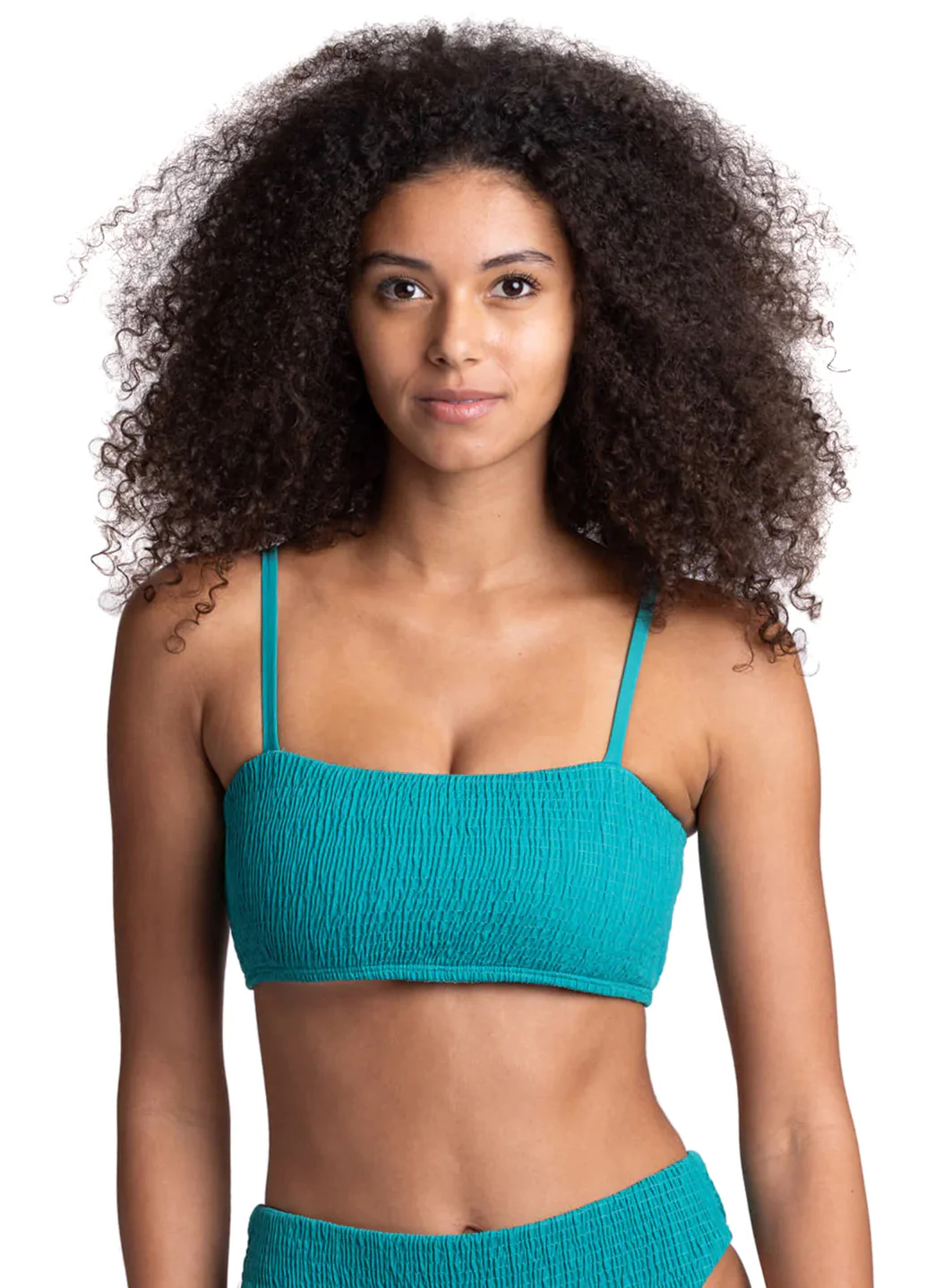 JOLYN Women's Eva Solid Smocked Bandeau Adjustable Bikini Top - Image 15