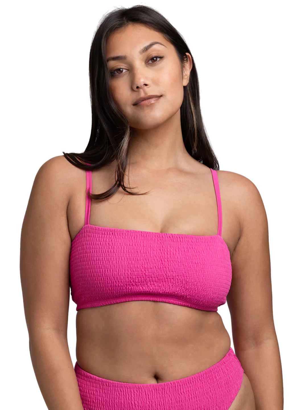 JOLYN Women's Eva Solid Smocked Bandeau Adjustable Bikini Top - Image 20