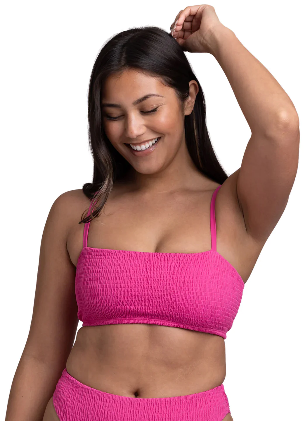 JOLYN Women's Eva Solid Smocked Bandeau Adjustable Bikini Top - Image 23