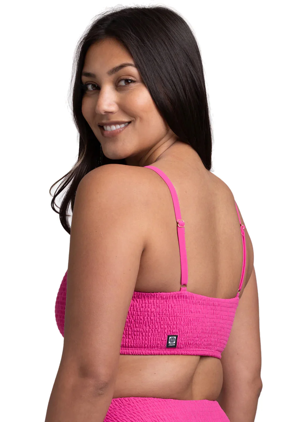 JOLYN Women's Eva Solid Smocked Bandeau Adjustable Bikini Top - Image 24