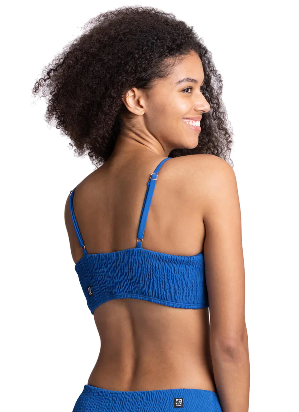 JOLYN Women's Eva Solid Smocked Bandeau Adjustable Bikini Top - Image 3