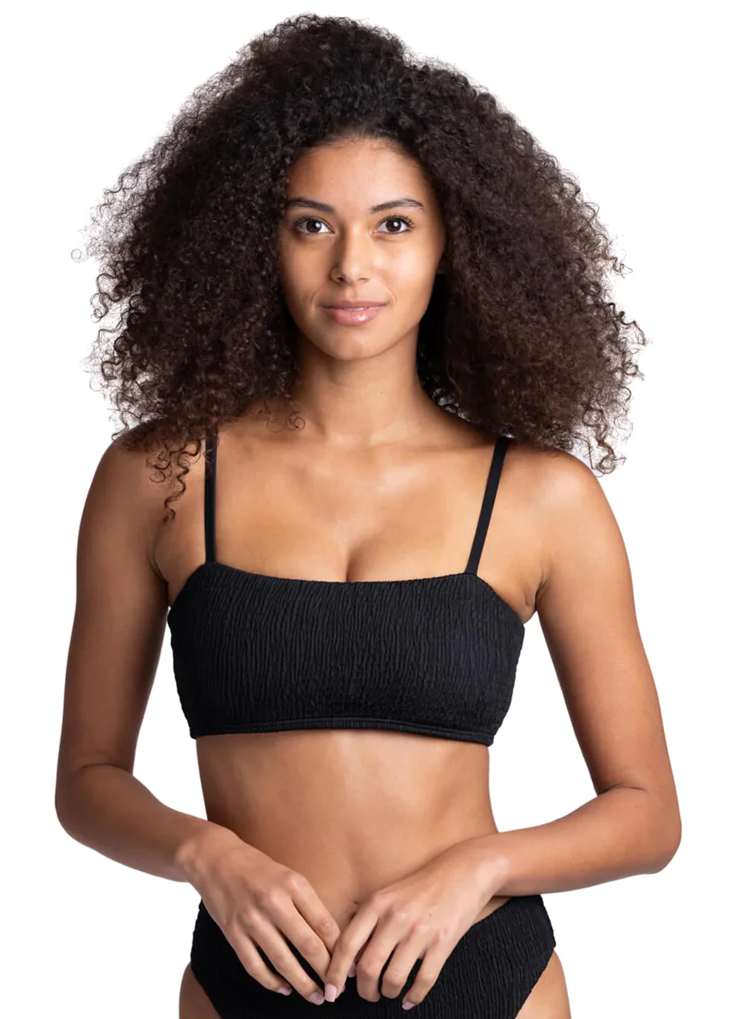 JOLYN Women's Eva Solid Smocked Bandeau Adjustable Bikini Top - Image 7