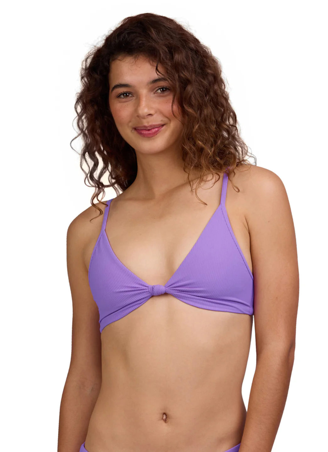 JOLYN Women's Faye Solid Ribbed Front Knot Bikini Top - Image 8
