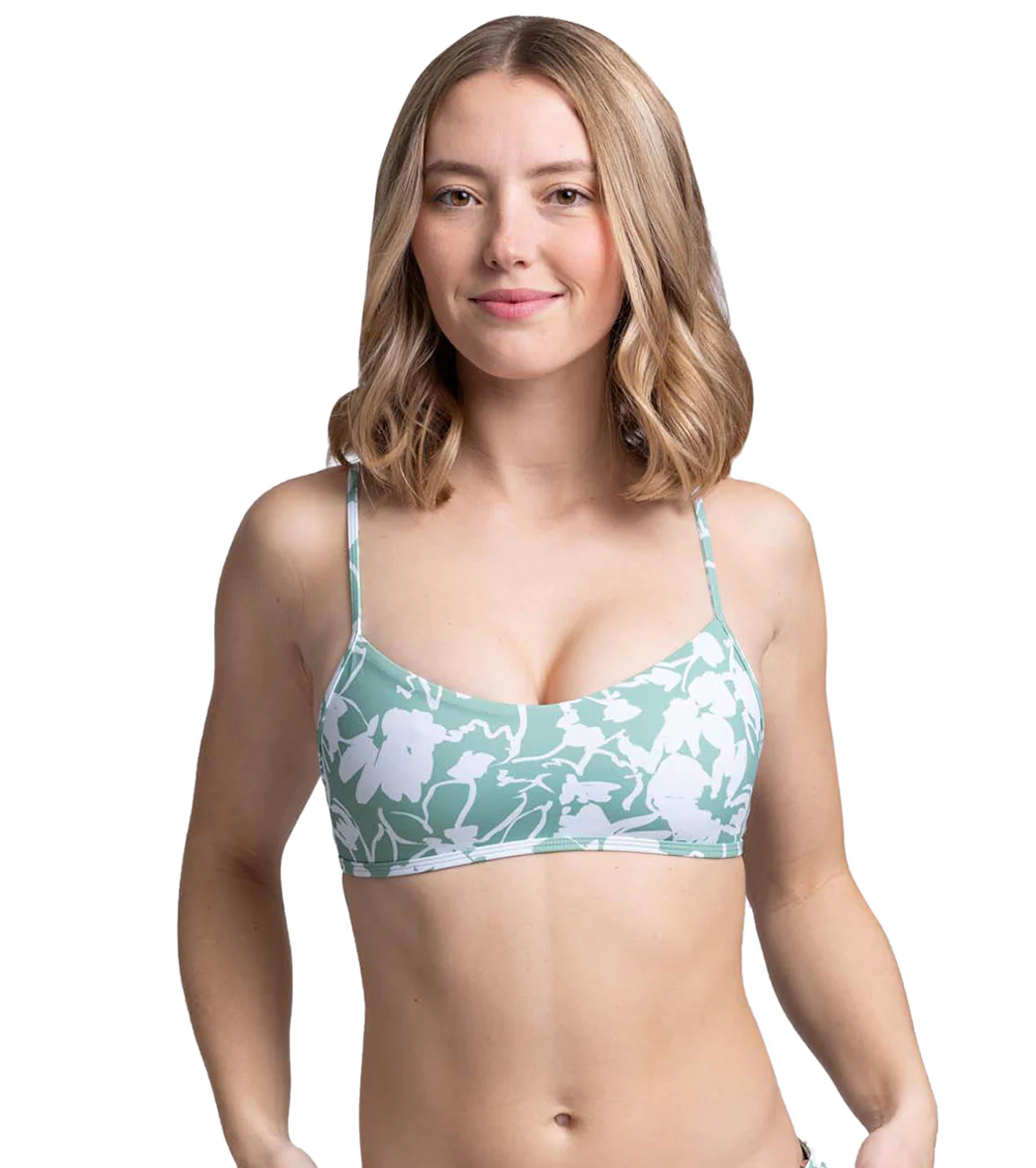 JOLYN Women's Hikari Floriana Scoop Neck Tie Back Bikini Top