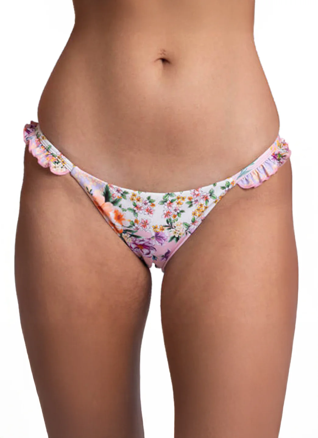 JOLYN Women's Karlee Cottage Patch Side Ruffles Low Rise Bikini Bottom - Image 3